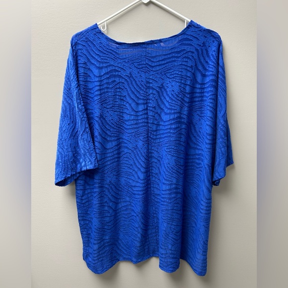 Bellina‎ Royal Blue Textured Blouse Women Plus Size 2X - Picture 2 of 4